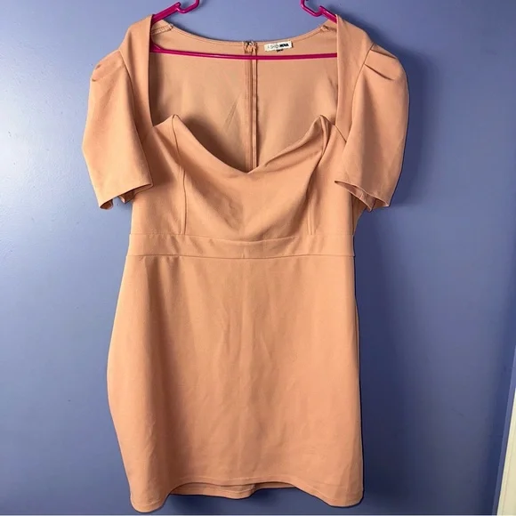 Fashion Nova Blush Pink Puff Sleeve Mini Dress. Women’s Plus Size - Picture 8 of 8